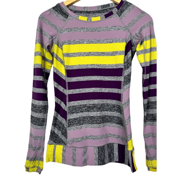 Lululemon Race Your Pace Long Sleeve Tee Triplet Twin Stripe Berry - Picture 2 of 10